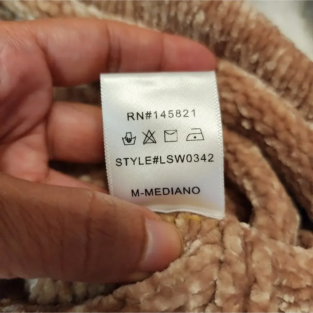 Listicle Cowl Neck Cozy Relax Fit Cottage Boho Cabin Sweater, Brown, Medium